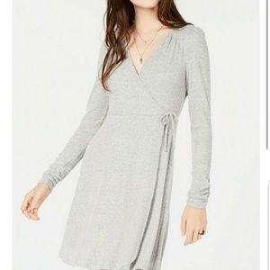 American Rag Emily Cie wrap light gray dress